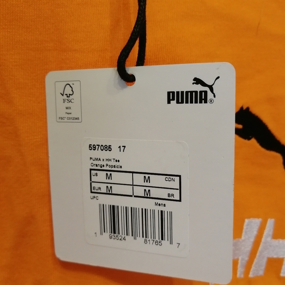 PUMA X HELLY HANSEN Orange Popsicle back graphic tee 100% Cotton Medium NWT - Picture 7 of 14